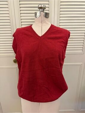Jos. A. Bank Red V-Neck Sleeveless Sweater Vest | 100% Pima Cotton